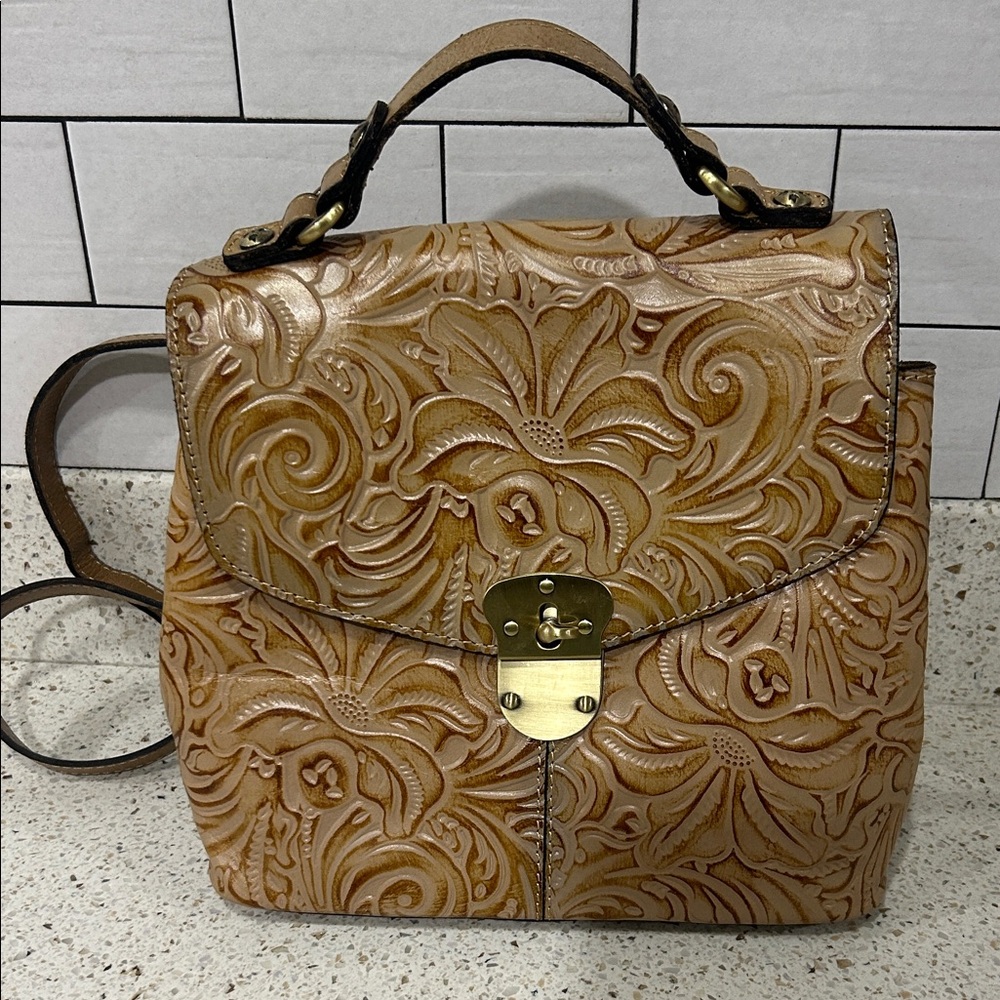 Elegant Tan Embossed Leather Bag